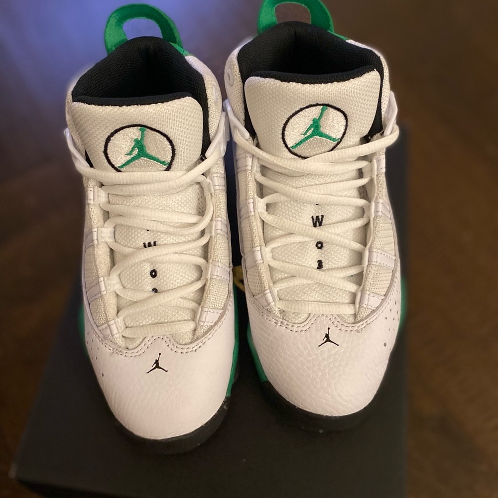 Jordan 6 Rings "White/Lucky Green/Black" Preschool Boys' Shoe